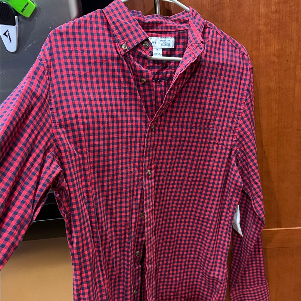 Old Navy Red and Blue Plaid Men's Shirt